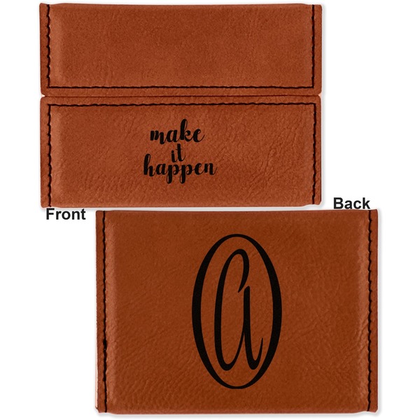 Inspirational Quotes and Sayings Leather Business Card Holder - Front Back