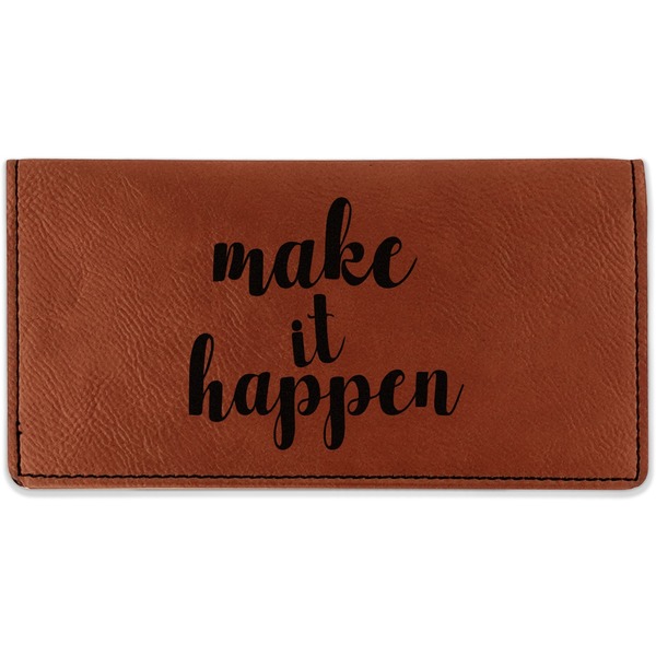 Custom Inspirational Quotes and Sayings Leatherette Checkbook Holder - Double Sided (Personalized)