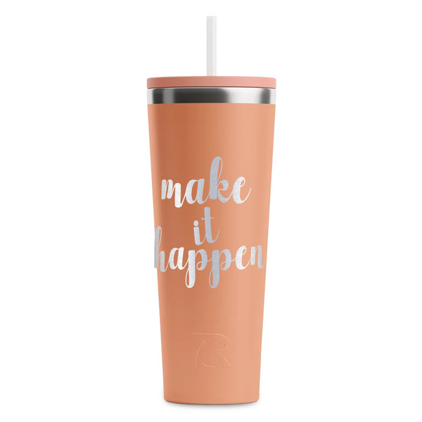 Custom Inspirational Quotes and Sayings RTIC Everyday Tumbler with Straw - 28oz - Peach - Single-Sided