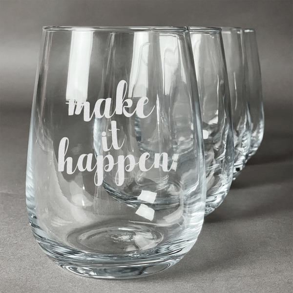 Custom Inspirational Quotes and Sayings Stemless Wine Glasses (Set of 4)