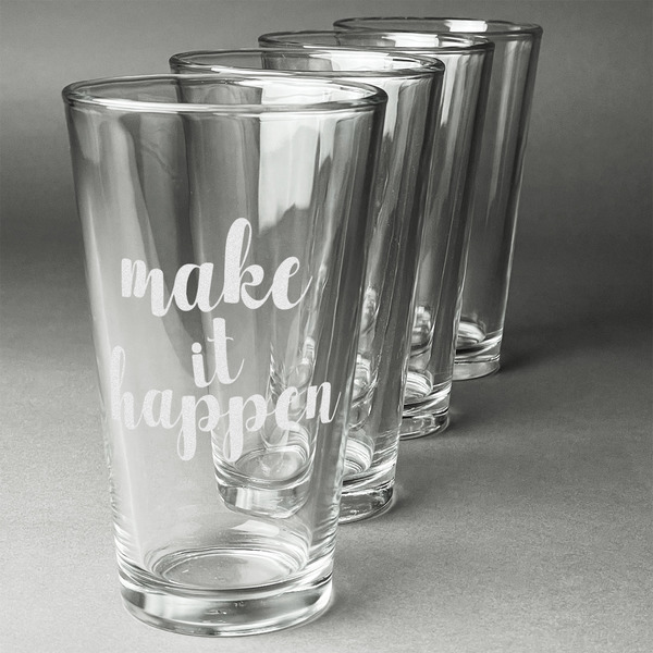 Custom Inspirational Quotes and Sayings Pint Glasses - Engraved (Set of 4)