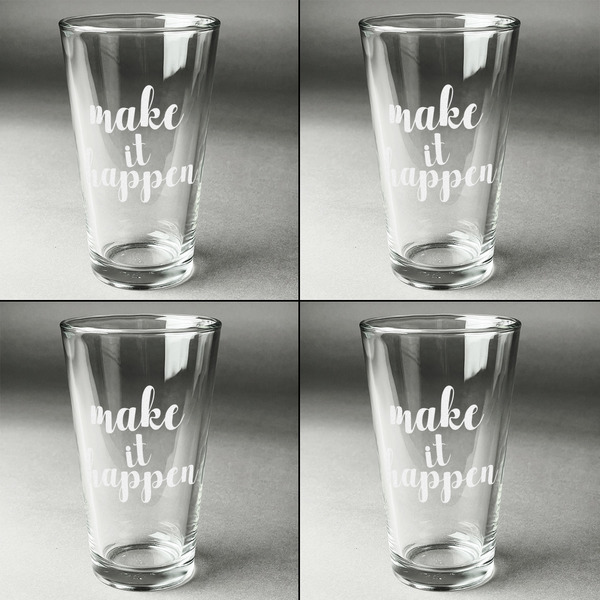 Inspirational Quotes and Sayings Set of Four Engraved Beer Glasses - Individual View