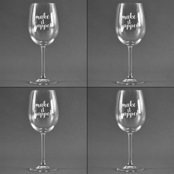 Inspirational Quotes and Sayings Set of Four Personalized Wineglasses (Approval)