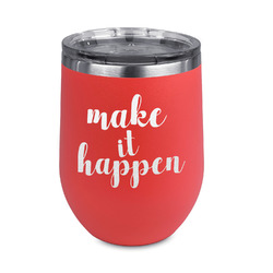 Inspirational Quotes and Sayings Stemless Stainless Steel Wine Tumbler - Coral - Double Sided