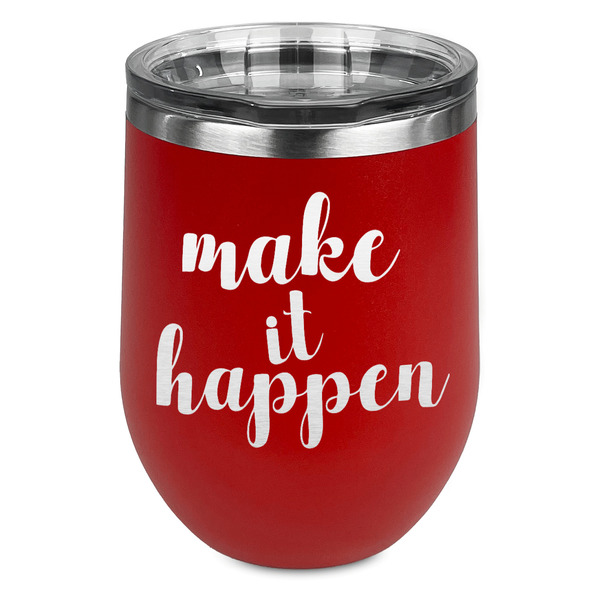 Custom Inspirational Quotes and Sayings Stemless Stainless Steel Wine Tumbler - Red - Single Sided