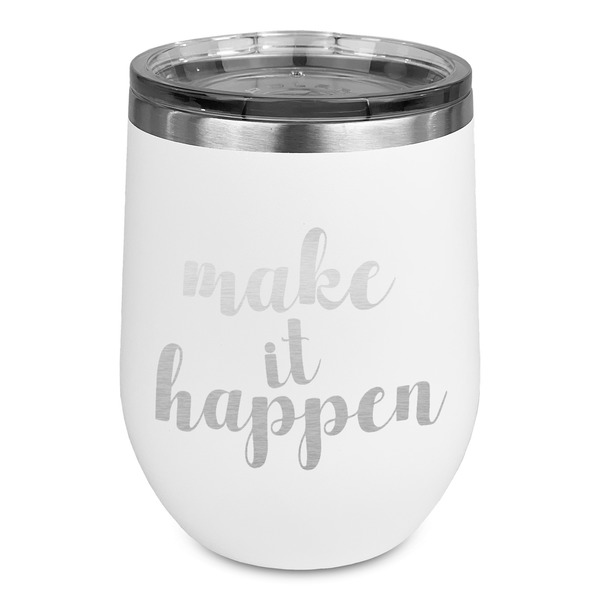 Custom Inspirational Quotes and Sayings Stemless Stainless Steel Wine Tumbler - White - Single Sided