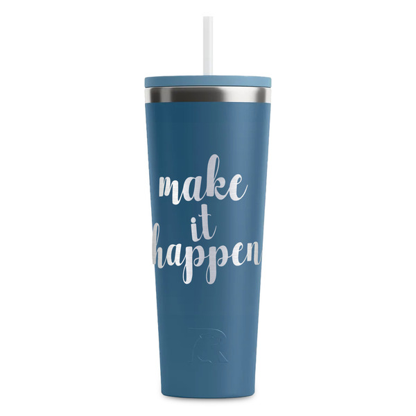 Custom Inspirational Quotes and Sayings RTIC Everyday Tumbler with Straw - 28oz - Steel Blue - Double-Sided