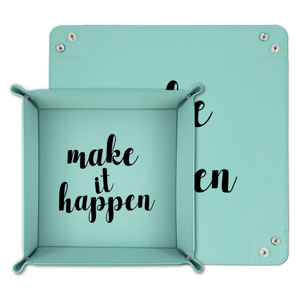 Inspirational Quotes and Sayings Teal Faux Leather Valet Trays - PARENT MAIN
