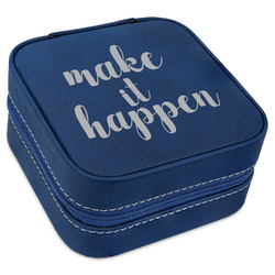 Inspirational Quotes and Sayings Travel Jewelry Box - Navy Blue Leather