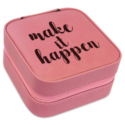 Inspirational Quotes and Sayings Travel Jewelry Boxes - Pink Leather