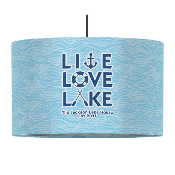 Custom Live Love Lake 12" Drum Pendant Lamp - Fabric (Personalized)