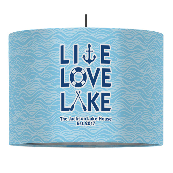 Custom Live Love Lake 16" Drum Pendant Lamp - Fabric (Personalized)