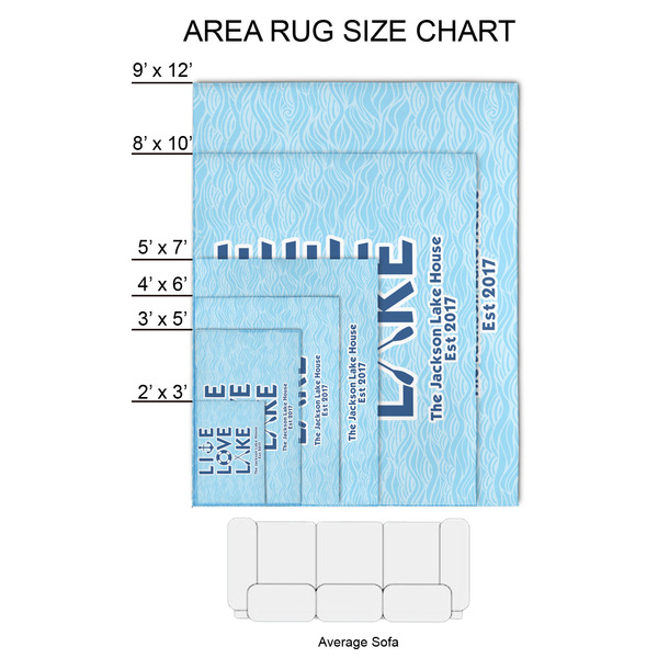 Live Love Lake 2'x3' Indoor Area Rugs - Size Chart