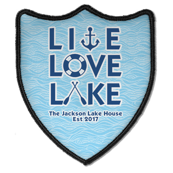 Custom Live Love Lake Iron On Shield Patch B w/ Name or Text