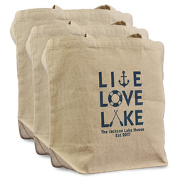 Live Love Lake Reusable Cotton Grocery Bags - Set of 3 (Personalized)
