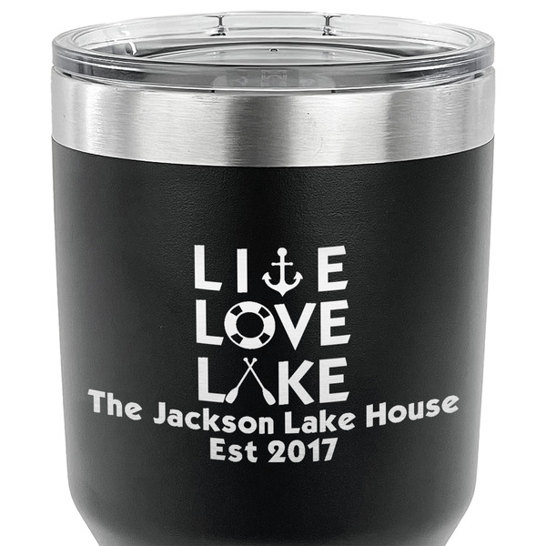 Live Love Lake 30 oz Stainless Steel Ringneck Tumbler - Black - CLOSE UP