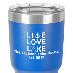 Live Love Lake 30 oz Stainless Steel Tumbler - Royal Blue - Double-Sided (Personalized)