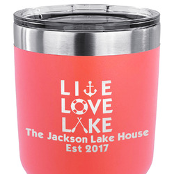 Live Love Lake 30 oz Stainless Steel Tumbler - Coral - Double Sided (Personalized)