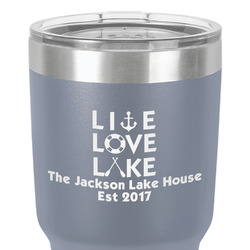 Live Love Lake 30 oz Stainless Steel Tumbler - Grey - Double-Sided (Personalized)