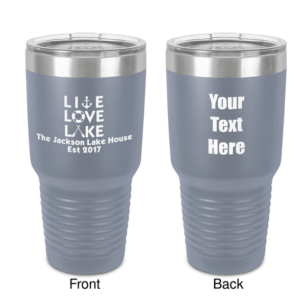 Custom Live Love Lake 30 oz Stainless Steel Tumbler - Grey - Double-Sided (Personalized)