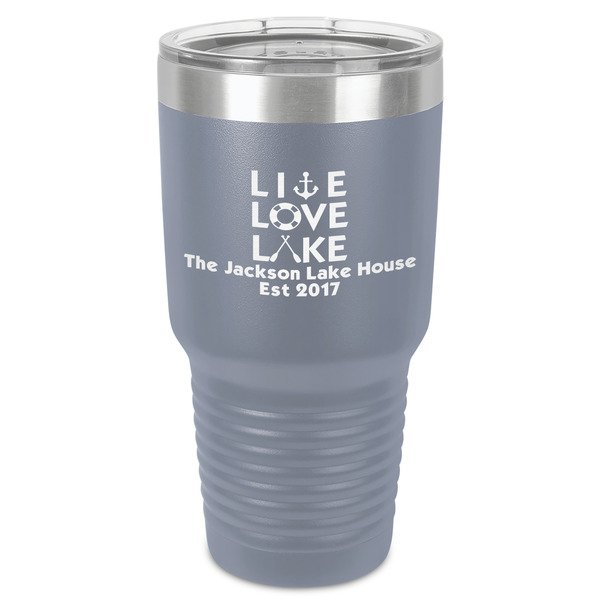 Custom Live Love Lake 30 oz Stainless Steel Tumbler - Grey - Single-Sided (Personalized)