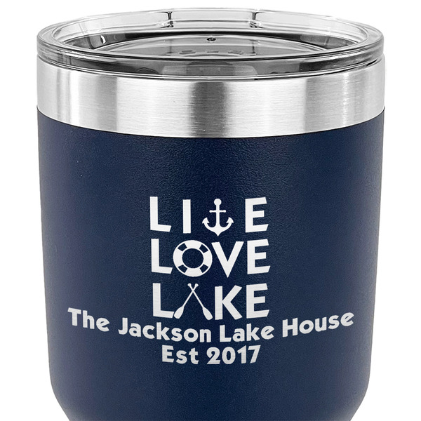 Live Love Lake 30 oz Stainless Steel Ringneck Tumbler - Navy - CLOSE UP