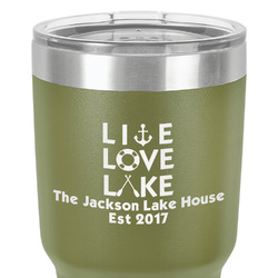 Live Love Lake 30 oz Stainless Steel Tumbler - Olive - Double-Sided (Personalized)