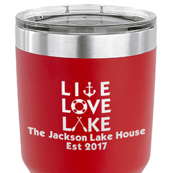 Live Love Lake 30 oz Stainless Steel Tumbler - Red - Double Sided (Personalized)