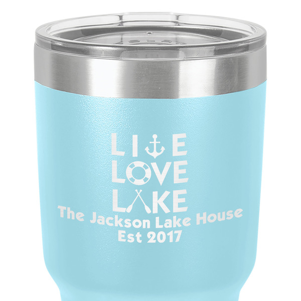 Live Love Lake 30 oz Stainless Steel Ringneck Tumbler - Teal - Close Up