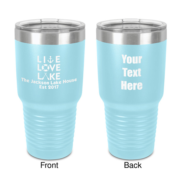 Custom Live Love Lake 30 oz Stainless Steel Tumbler - Teal - Double-Sided (Personalized)