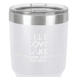 Live Love Lake 30 oz Stainless Steel Tumbler - White - Single-Sided (Personalized)