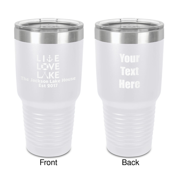 Custom Live Love Lake 30 oz Stainless Steel Tumbler - White - Double-Sided (Personalized)
