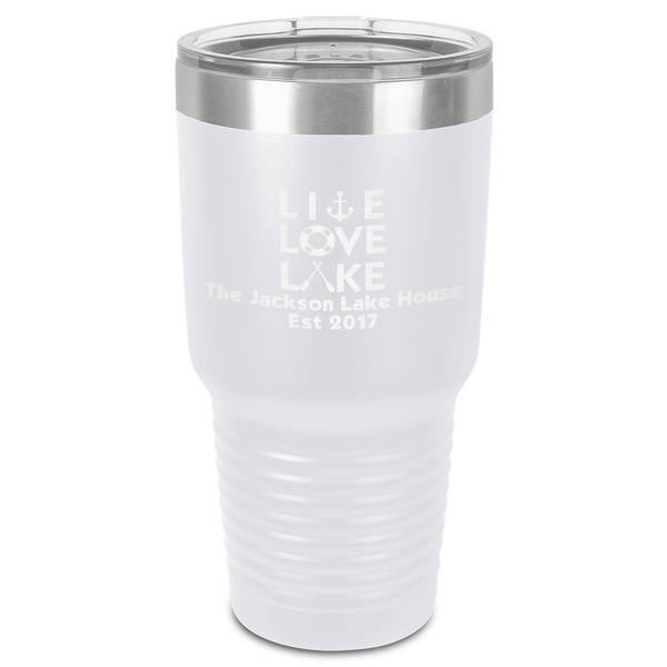 Custom Live Love Lake 30 oz Stainless Steel Tumbler - White - Single-Sided (Personalized)