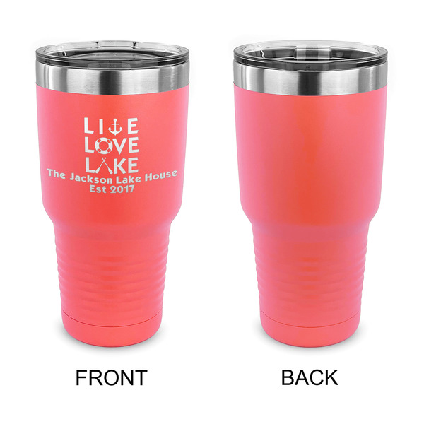Live Love Lake 30 oz Stainless Steel Ringneck Tumblers - Coral - Single Sided - APPROVAL