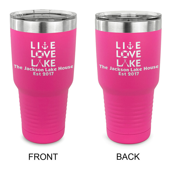 Custom Live Love Lake 30 oz Stainless Steel Tumbler - Pink - Double Sided (Personalized)