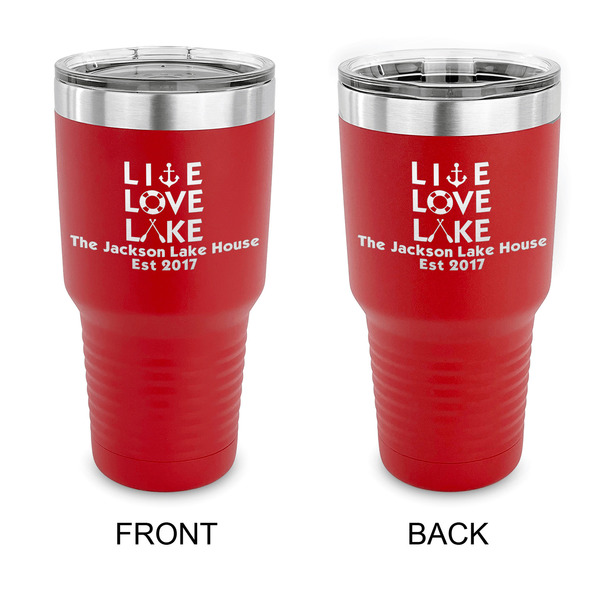 Custom Live Love Lake 30 oz Stainless Steel Tumbler - Red - Double Sided (Personalized)