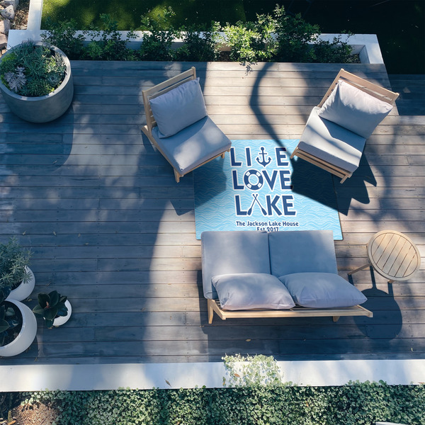 Live Love Lake 4'x6' Patio Rug - In context