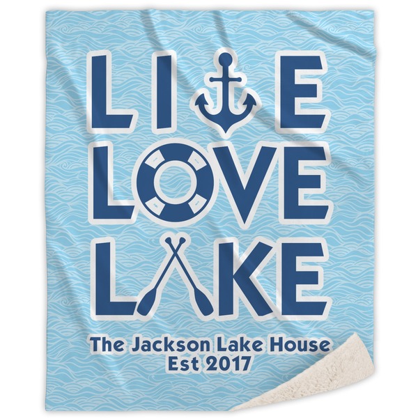 Custom Live Love Lake Sherpa Throw Blanket (Personalized)