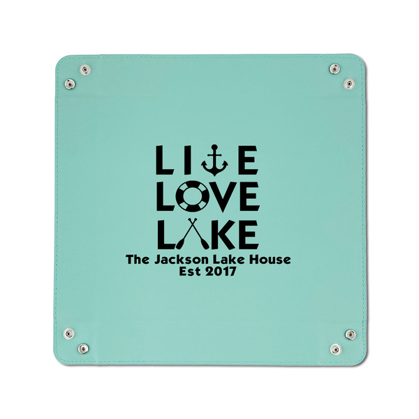 Live Love Lake 6" x 6" Teal Leatherette Snap Up Tray - APPROVAL