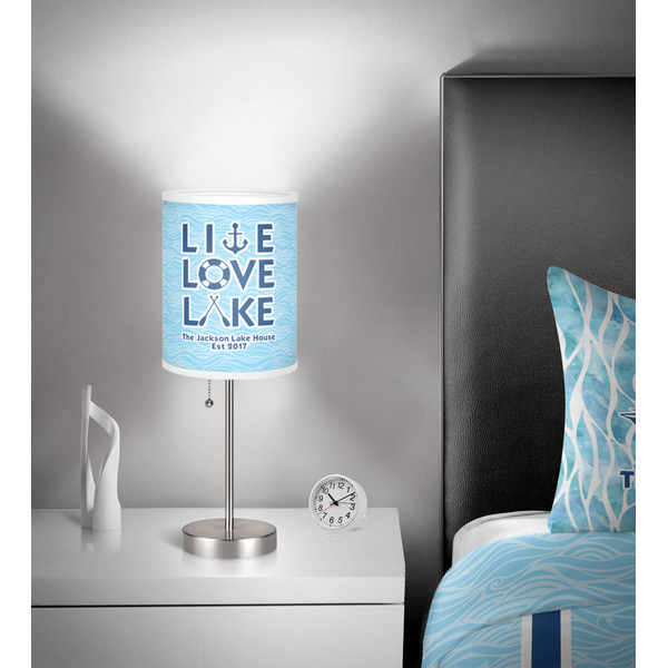 Live Love Lake 7 inch drum lamp shade - in room