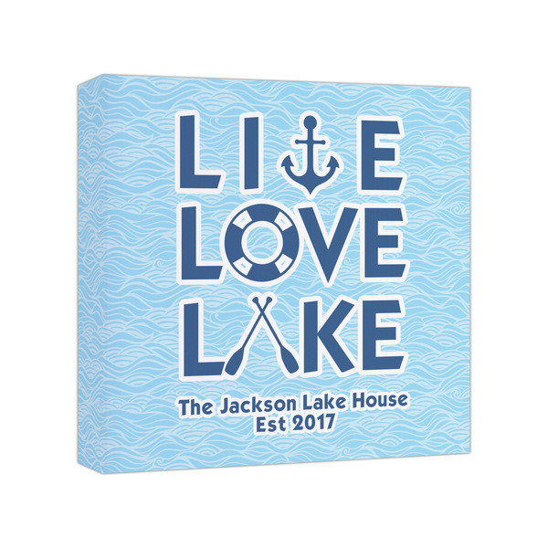 Custom Live Love Lake Canvas Print - 8x8 (Personalized)