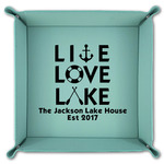 Live Love Lake Teal Faux Leather Valet Tray (Personalized)