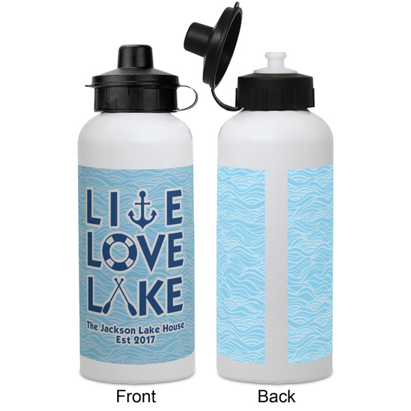 Live Love Lake Aluminum Water Bottle - White APPROVAL