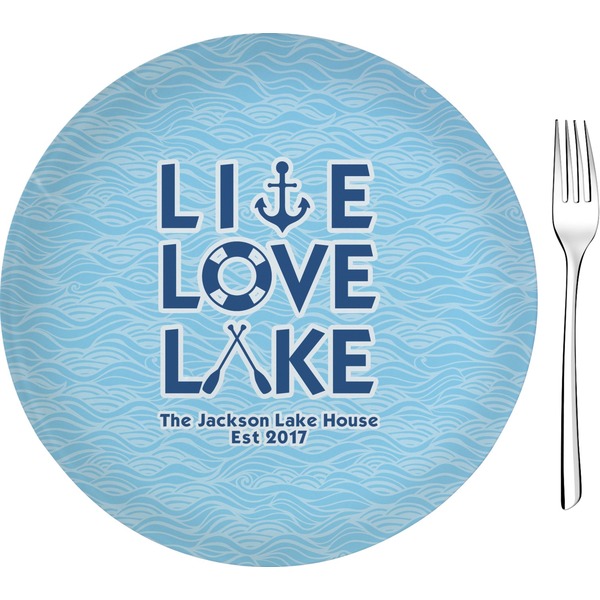 Custom Live Love Lake 8" Glass Appetizer / Dessert Plates - Single or Set (Personalized)