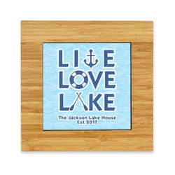 Live Love Lake Bamboo Trivet with Ceramic Tile Insert (Personalized)