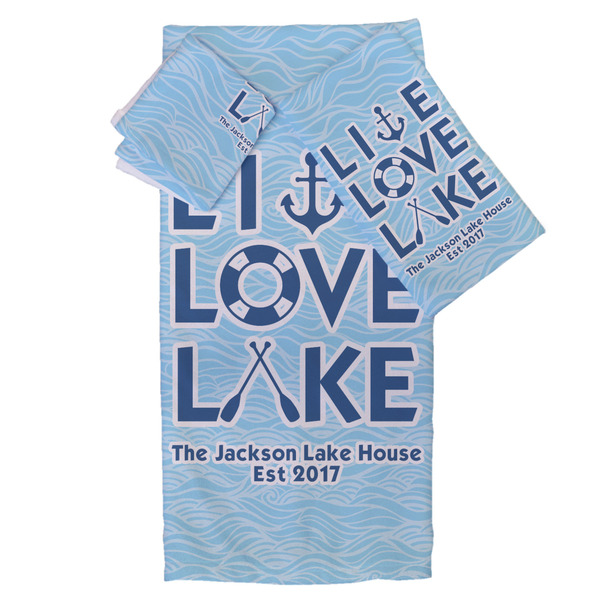 Custom Live Love Lake Bath Towel Set - 3 Pcs (Personalized)