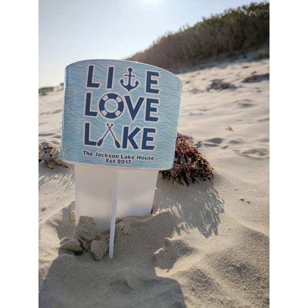 Live Love Lake Beach Spiker white on beach with sand
