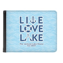 Live Love Lake Genuine Leather Men's Bi-fold Wallet (Personalized)