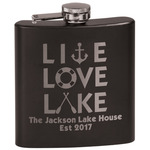 Live Love Lake Black Flask Set (Personalized)