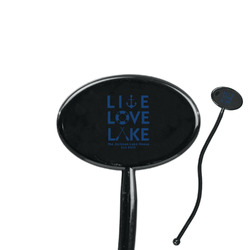 Live Love Lake 7" Oval Plastic Stir Sticks - Black - Single Sided (Personalized)